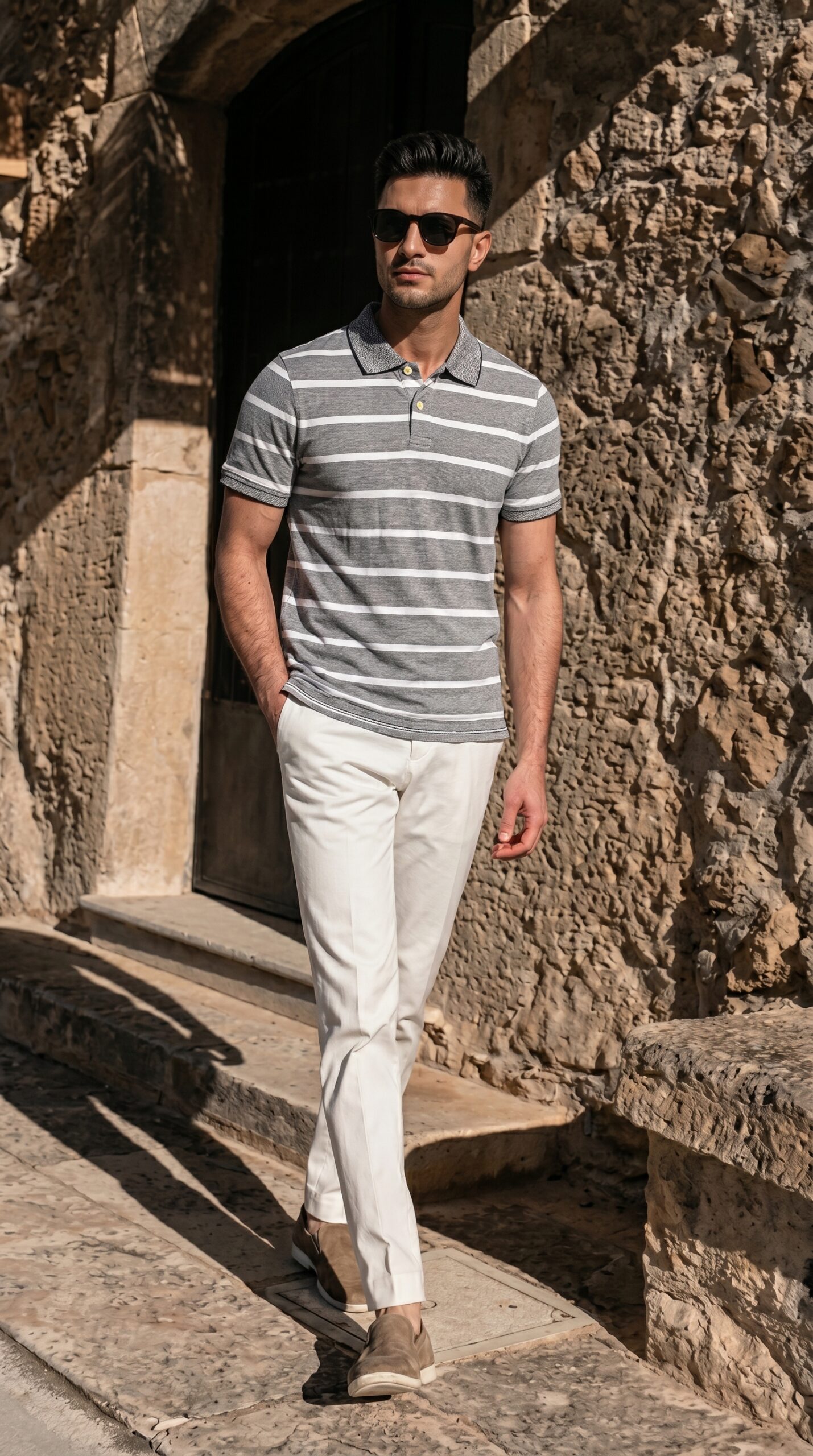 haze gray mesh striped polo shirt haze gray mesh striped polo shirt