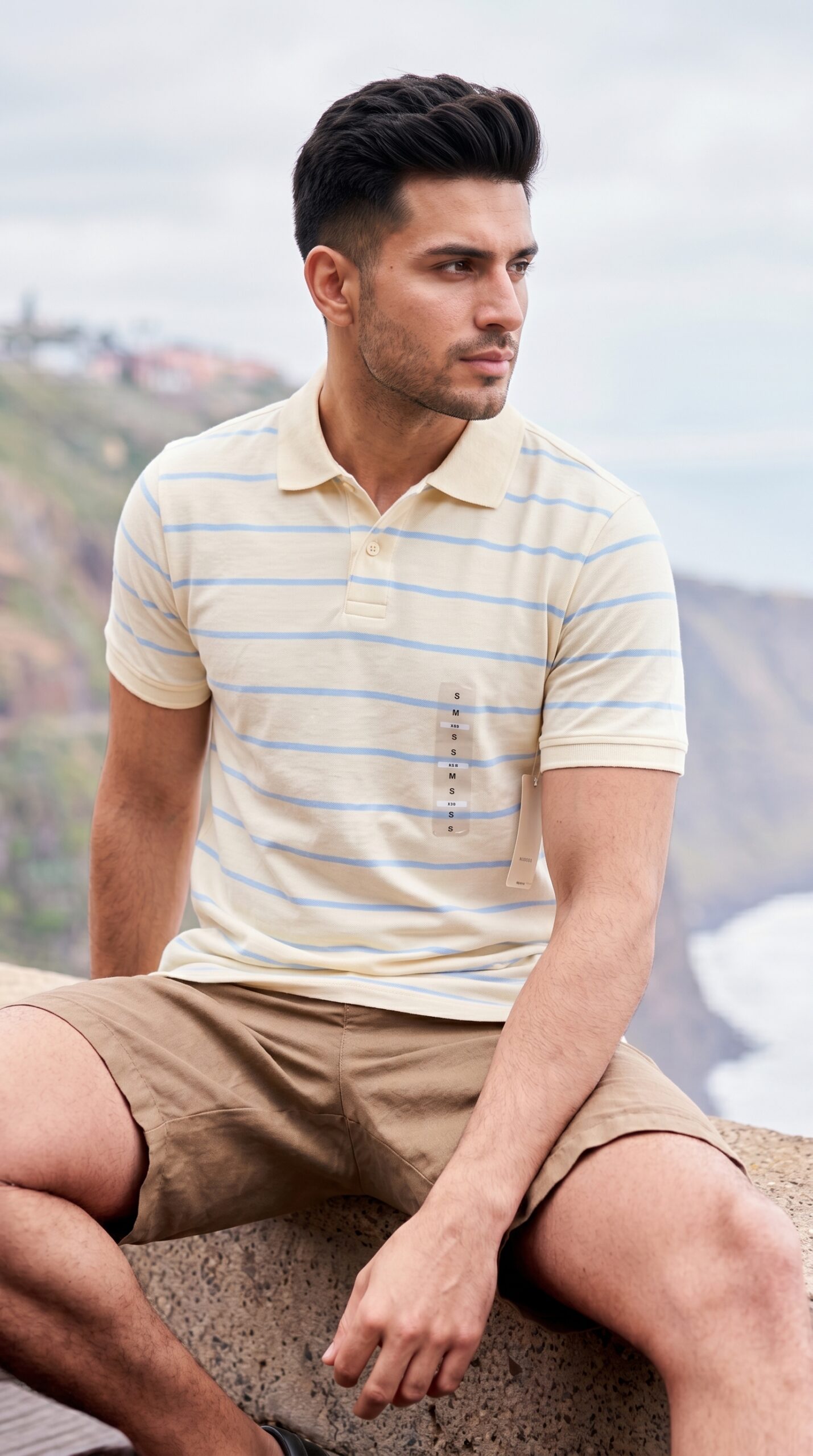 thin striped butter blue polo shirt thin striped butter blue polo shirt