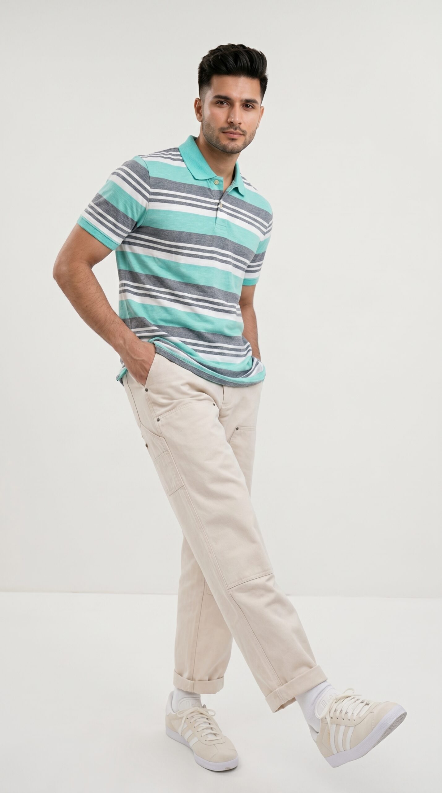 glacier ash 3 tone striped polo shirt glacier ash 3 tone striped polo shirt