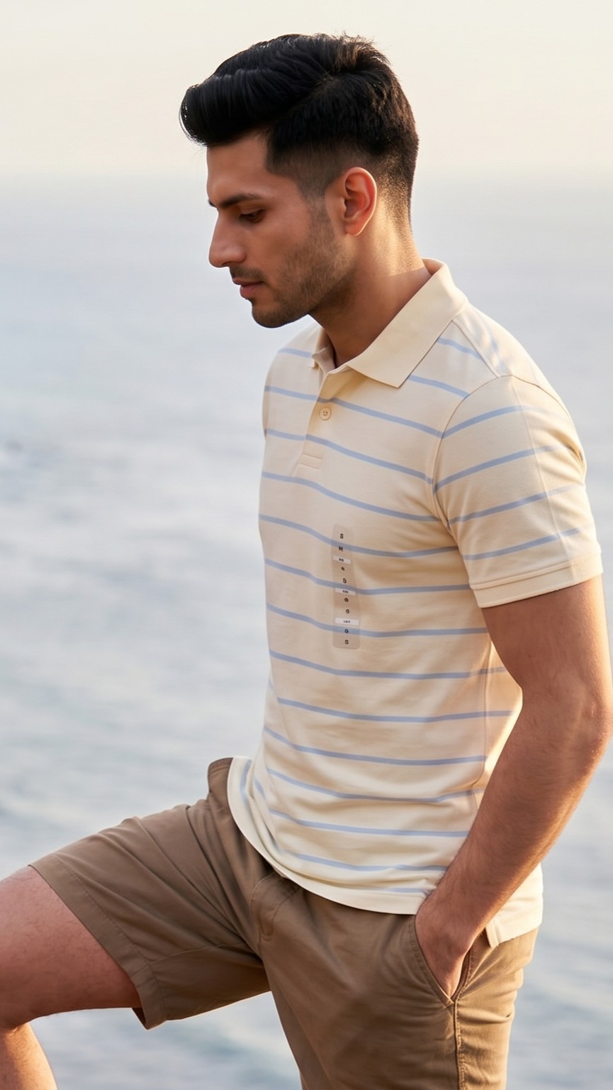 thin striped butter blue polo shirt thin striped butter blue polo shirt