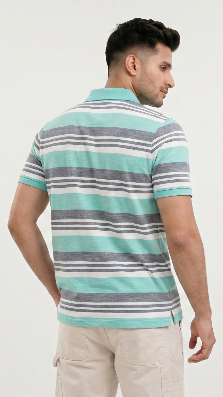 glacier ash 3 tone striped polo shirt glacier ash 3 tone striped polo shirt